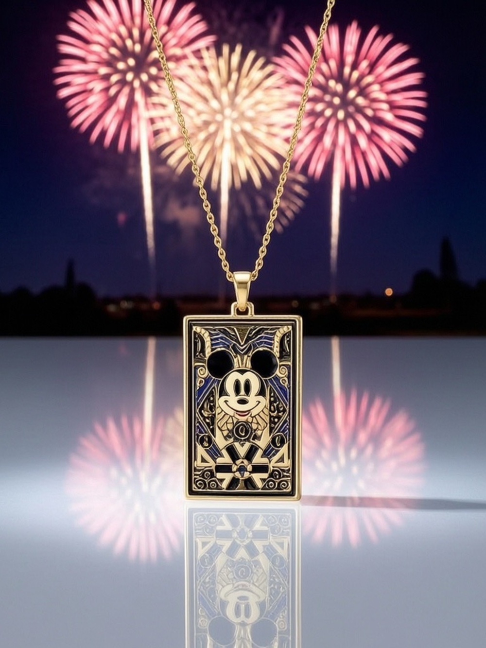 Disney 100th Anniversary  Gold-tone Necklace Enamel Mickey Pendant